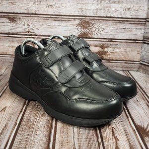 PROPET Life Walker Men's 8 X (3E) Leather Black Adj. Straps Sneakers Shoes EUC